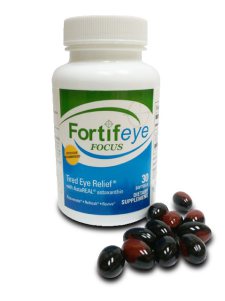 Fortifeye Focus with 6 mg astaxanthin and 6 mg lutein and 400 mcg zeaxanthin